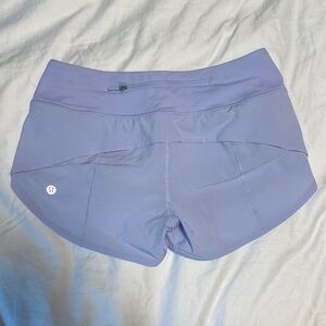 Pastel Blue (purple-ish) Speed Up Shorts Lululemon.